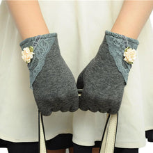Womens Lace Gloves Winter Warm Wrist Gloves Ladies Touch Screen Mittens Cotton Leather Gloves For Women eldiven #LSN