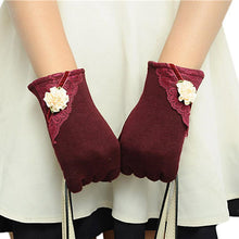 Womens Lace Gloves Winter Warm Wrist Gloves Ladies Touch Screen Mittens Cotton Leather Gloves For Women eldiven #LSN