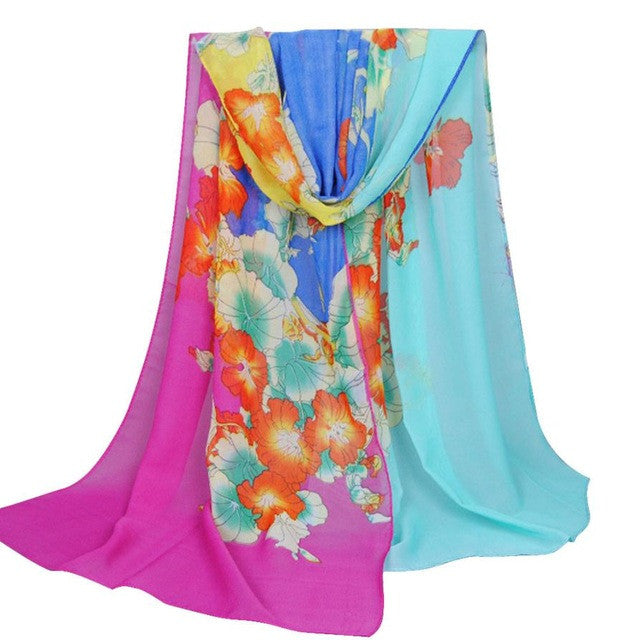 Fashion Morning Glory Women Scarf Female Brand Soft Wool Cashmere Long Shawl and Scarves For Women