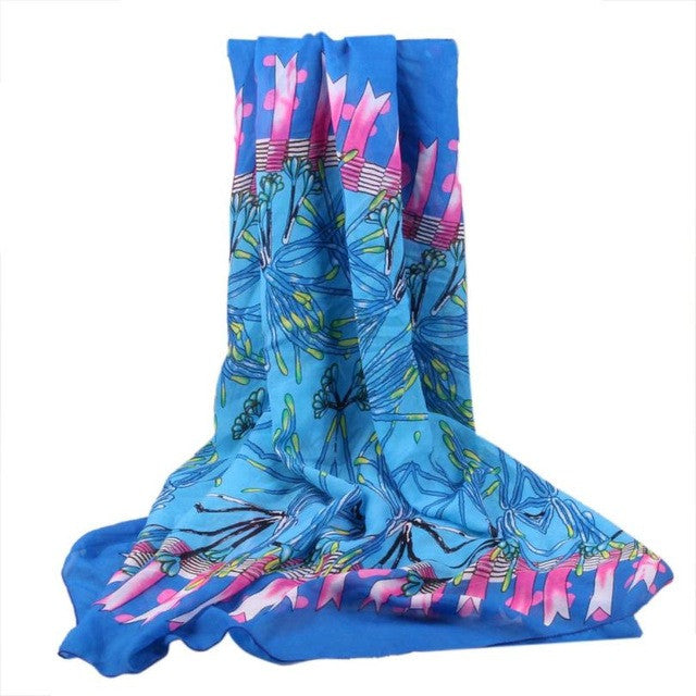 150x70cm Summer  Fashion Designer Brand Print Chiffon Scarf Oversized Chiffon Women Wrap Sarong Sunscreen Scarf for Women