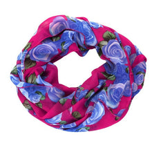 Fashion Chiffon Wrap Elegant Women Ladies Rose Flower Soft Double Loop Scarf Wrap SCARF RING#LSN