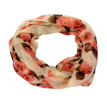 Fashion Chiffon Wrap Elegant Women Ladies Rose Flower Soft Double Loop Scarf Wrap SCARF RING#LSN