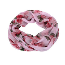 Fashion Chiffon Wrap Elegant Women Ladies Rose Flower Soft Double Loop Scarf Wrap SCARF RING#LSN