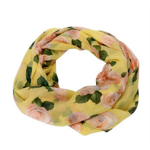 Fashion Chiffon Wrap Elegant Women Ladies Rose Flower Soft Double Loop Scarf Wrap SCARF RING#LSN