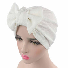 Solid Knitted hat Women Bow Hat Beanie Scarf Turban Head Wrap Cap For bandana bowknot Wrap hat Cap