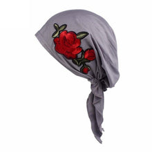 Rose Embroidery Women Knitted hat Fashion Fitted Print Hat Beanie Scarf Turban Head Wrap Cap Hot Sale