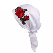 Rose Embroidery Women Knitted hat Fashion Fitted Print Hat Beanie Scarf Turban Head Wrap Cap Hot Sale