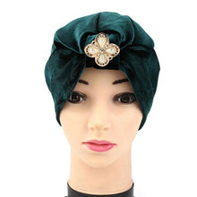 New Arrival 1PC Women Velvet Diamonds Muslim Ruffle Hat Beanie Scarf Turban Head Wrap Cap