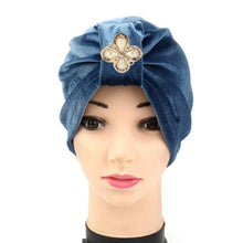 New Arrival 1PC Women Velvet Diamonds Muslim Ruffle Hat Beanie Scarf Turban Head Wrap Cap
