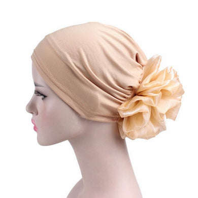 Winter Beanie Hat Women Hat Turban Head Wrap Cap Solid Fitted Big Flower Hat Feminino Beanies Hat