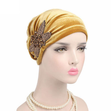 Hot Sale Women Hat Beanie Turban Head Wrap Bow Cap hats for women Velvet Autumn Winter Skullies