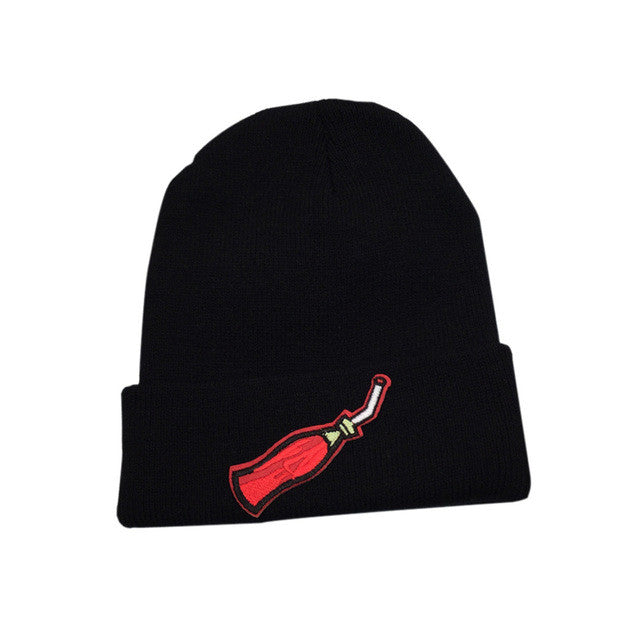 Unisex Men Women Skullies Beanies Cotton Warn Winter Funny Embroidery Applique Crochet Ski Hat Braided Cap Thick Female caps