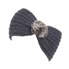 2017 Winter Warm Ear Headband Turban For Women Crochet Bow Stretch Fur Ball Women Knitted Headband Handmade 23*12cm #3