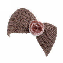 2017 Winter Warm Ear Headband Turban For Women Crochet Bow Stretch Fur Ball Women Knitted Headband Handmade 23*12cm #3