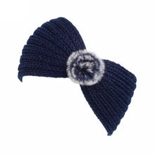 2017 Winter Warm Ear Headband Turban For Women Crochet Bow Stretch Fur Ball Women Knitted Headband Handmade 23*12cm #3