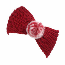 2017 Winter Warm Ear Headband Turban For Women Crochet Bow Stretch Fur Ball Women Knitted Headband Handmade 23*12cm #3