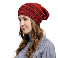 Wrinkle Winter Warm Hood knitted Wool Beanies Cap Women Men Outdoor Baggy Patchwork Crochet Ski Beanie Skull Slouchy Caps Hat