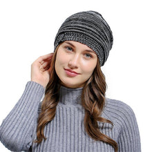 Wrinkle Winter Warm Hood knitted Wool Beanies Cap Women Men Outdoor Baggy Patchwork Crochet Ski Beanie Skull Slouchy Caps Hat