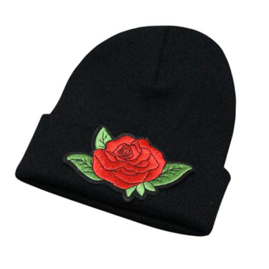 Unisex Beanie Women Mens Knitted Winter Warm Oversized Ski Slouch Hat Cap Baggy Beanies Floral Embroidery Cotton Black White Hat
