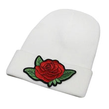 Unisex Beanie Women Mens Knitted Winter Warm Oversized Ski Slouch Hat Cap Baggy Beanies Floral Embroidery Cotton Black White Hat