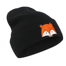 Unisex Beanie Hat Funny Fox Embroidery Pattern Hat Warm Hat Knitted Cap Hats Winter Warm Fitted Soft Cap
