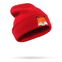 Unisex Beanie Hat Funny Fox Embroidery Pattern Hat Warm Hat Knitted Cap Hats Winter Warm Fitted Soft Cap
