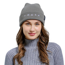 Unisex YOUTH Letters Embroidered Beanie Hat Men Women Baggy Wool Ski Casual Winter Vogue Knitted Hat Female Skullies Beanies