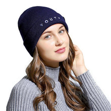 Unisex YOUTH Letters Embroidered Beanie Hat Men Women Baggy Wool Ski Casual Winter Vogue Knitted Hat Female Skullies Beanies