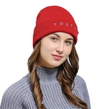Unisex YOUTH Letters Embroidered Beanie Hat Men Women Baggy Wool Ski Casual Winter Vogue Knitted Hat Female Skullies Beanies