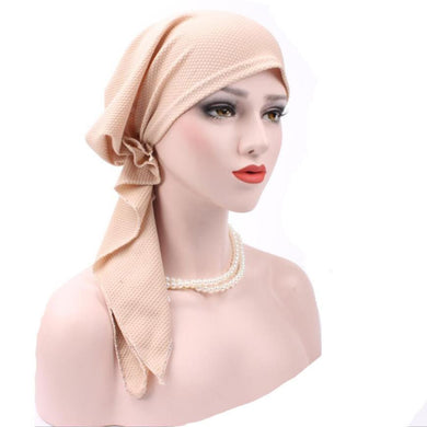 Women India Muslim Stretch Turban Hat Cotton Hair Loss Head Scarf Wrap Fitted Black beanie Boina Feminina Adult Winter Cap Soild