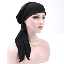 Women India Muslim Stretch Turban Hat Cotton Hair Loss Head Scarf Wrap Fitted Black beanie Boina Feminina Adult Winter Cap Soild