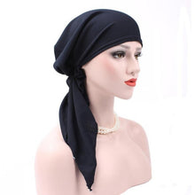 Women India Muslim Stretch Turban Hat Cotton Hair Loss Head Scarf Wrap Fitted Black beanie Boina Feminina Adult Winter Cap Soild