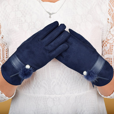 Feitong Fashion Outdoor Gloves Women Men Mitten Driving Preal faux fur Full FingerTouchScreen Glove#3