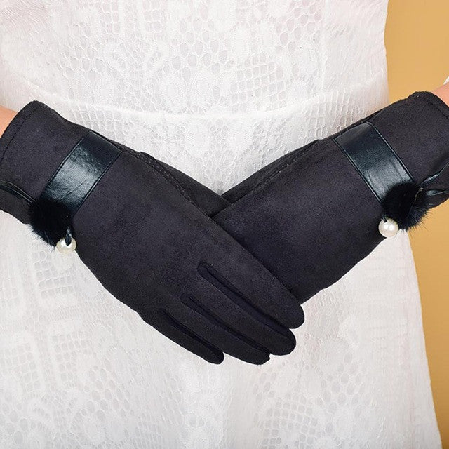 Feitong Fashion Outdoor Gloves Women Men Mitten Driving Preal faux fur Full FingerTouchScreen Glove#3