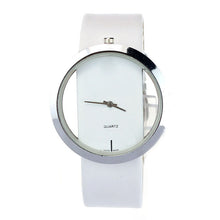 New PU Leather Transparent Dial Hollow Analog Quartz Wrist Watch