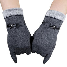 Fashion Patchwork Glove 2017 Women Winter Warm Bow Fur With Velvet Driving Full Finger Touchdscreen Outwear Gloves & Mittens
