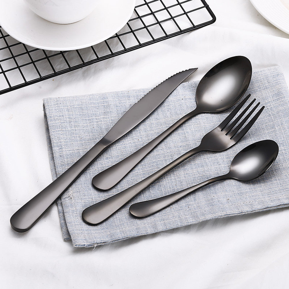 4PCS Set Stainless Steel Upscale Dinnerware Flatware Cutlery Fork Spoon Teaspoon