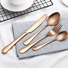 4PCS Set Stainless Steel Upscale Dinnerware Flatware Cutlery Fork Spoon Teaspoon