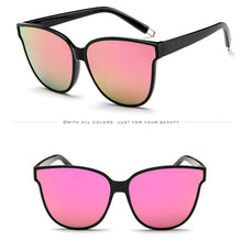 Fashion Womens Ladies Designer Oversized Flat Top Cat Eye Mirrored Sunglasses
