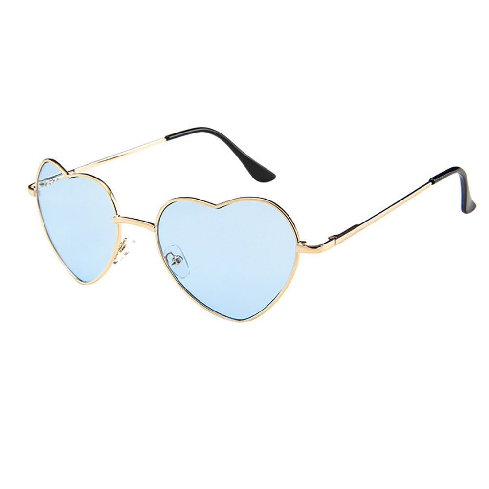Mens Womens Metal Frame Ladies Heart Shape Sunglasses Lolita Love